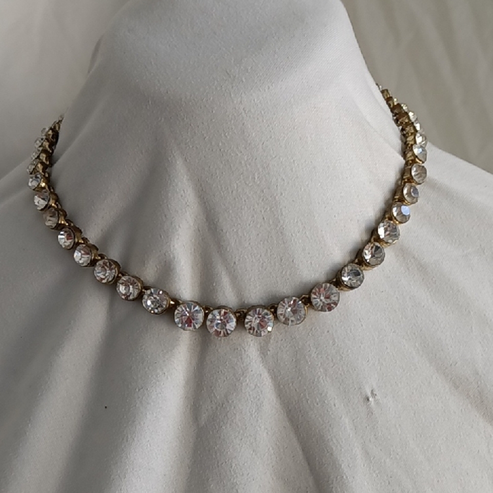 Elegant Gold and Silver Crystal Necklace